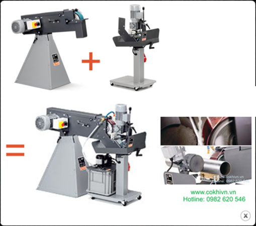 Máy đánh bóng ống inox cố định GXC-PQ 75 2H, máy mài đai nhám, máy đánh xước, tạo xọc, đánh tạo sọc, đánh bóng, gương BA inox và HL Hairline inox | CHLB Đức Premium Quality